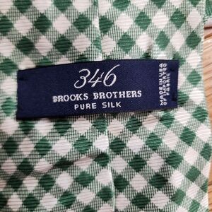Brooks Brothers Green and White Gingham Silk Tie